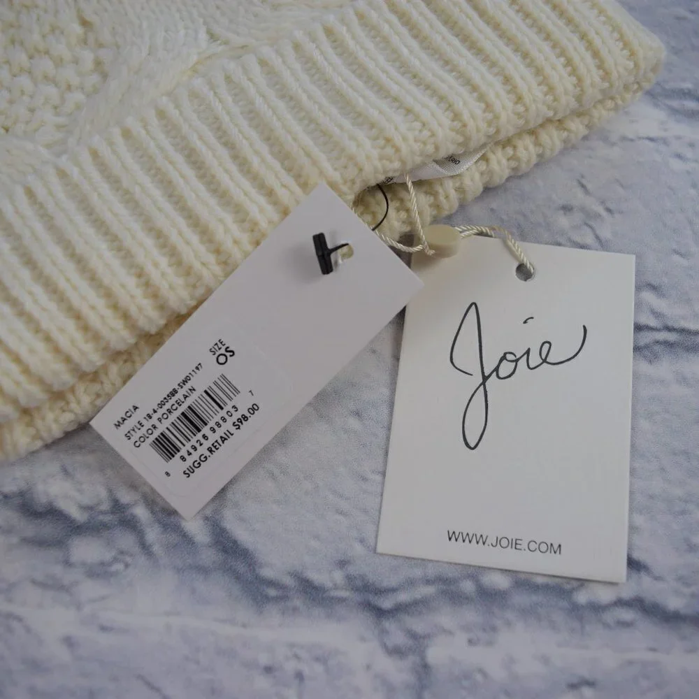 NWT Joie Macia Beanie Ribbed Pom Hat Wool Blend Unisex